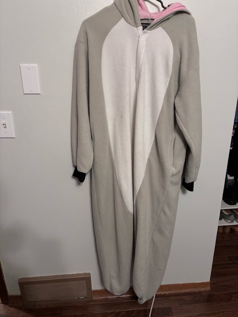 Cozy Grey & White Hooded Women's koala onesie costume